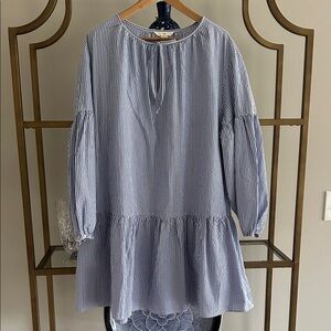 Blue and White Striped Tunic Dress